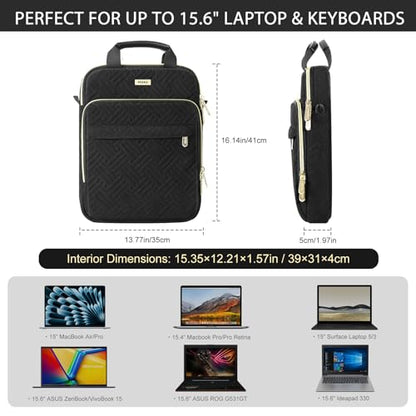 MoKo 15-inch Puffer Laptop Sleeve Bag for MacBook Air 15" / Pro 14" M5/M4/M3/M2 2026-2023, Galaxy Tab S10 FE Ultra 14.8" 2025, Puffy Laptop Carrying Case with Handle & Shoulder Strap, Black - color: Black, size: 15.6 Inch