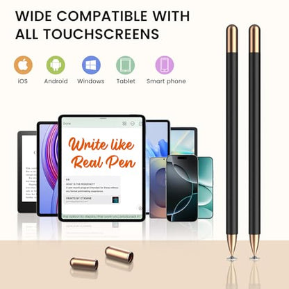 Stylus(2Pcs), Stylus Pens for Touch Screens, Universal Stylus High Precision Sensitivity, Stylus Pen for Android, ipad, iPhone, Galaxy Microsoft, Chromebook Tablet, Compatible with All Touch Screens - color: Black Gold/Black Gold