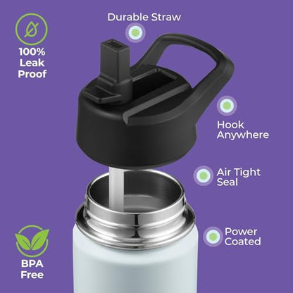SIPX™ 12 oz Insulated Water Bottle with Straw Lid – Leakproof Stainless Steel, BPA-Free, Easy to Carry – Perfect for School, Camp, Sports & Travel –Blue - color: Beach Day Blue