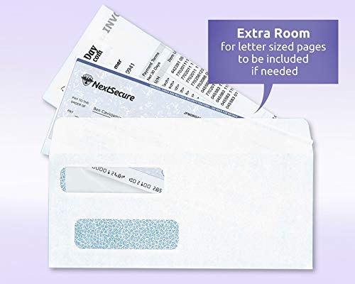 NextDayLabels #9 Double Window Check Envelopes - 500 Pack Ready-Seal Security Tinted Envelopes for QuickBooks, Sage 100, Blackbaud Checks - Self-Sealing Laser-Compatible - Made in USA - size: #9 Envelope-500 Pack