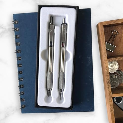 Zebra Pen M/F 701 Stainless Steel Mechanical Pencil and Ballpoint Pen Set, Fine Point, HB Lead and Black Ink, Ideal for Tactical Use, 2-Pack Gift Set (10519) - color: Black Set A