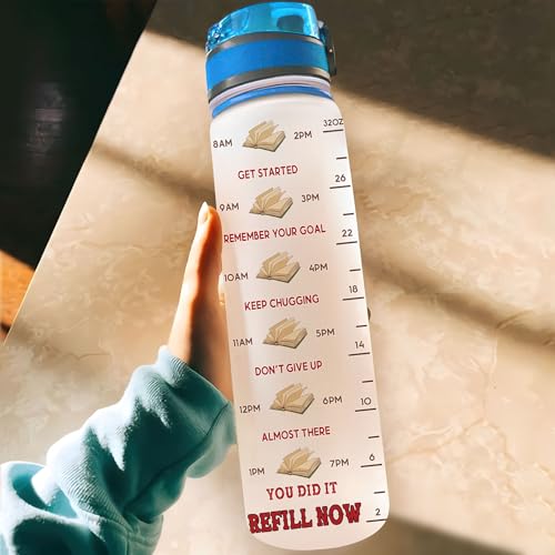 Hyturtle Personalized Just A Girl Who Loves Books 32oz 1Liter Motivational Water Bottle, Customized Water Bottle Bookworm, Gifts Reading Lovers For Girls On Birthday 5.7 x 7 x29.5(cm) - color: Book 1