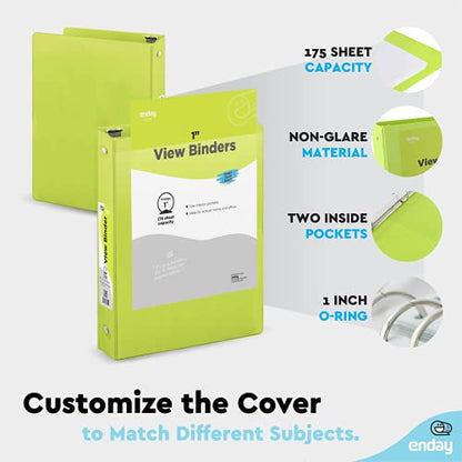 Enday 1 Inch Binder, Green 3 Ring Binder 1 Inch, Heavy Duty Three Ring Binder, 175 Sheets Capacity - One Inch Binder for Home School and Office. - color: Green, size: 1-Inch