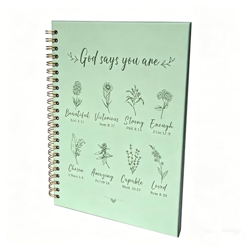 Christian Spiral Notebooks For Women - Bible Study Prayer Journal Dairy With God Says,140 Pages,Hardcover Coil-Bound Subject Notebook College Ruled,Inspirational Gifts For Church Members Journals For Writing, A5(5.8"X8.3") (Green) - color: Green