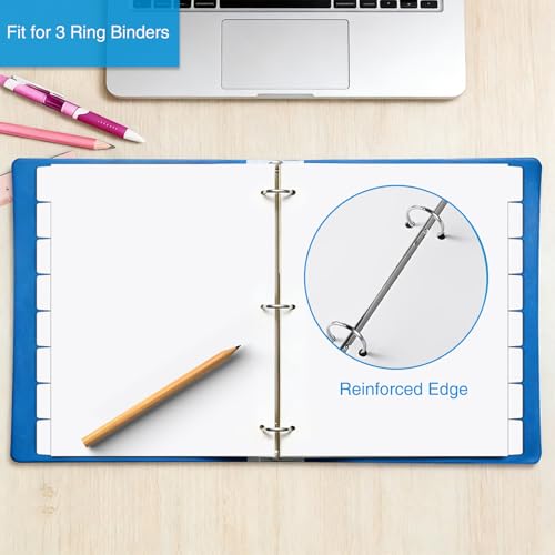 Binder Dividers for 3 Ring Binder, 1/8 Cut Tabs, Letter Size Blank Write On Page Dividers with 8 Tabs, 4 Sets 32 Dividers for School Office Home, White
