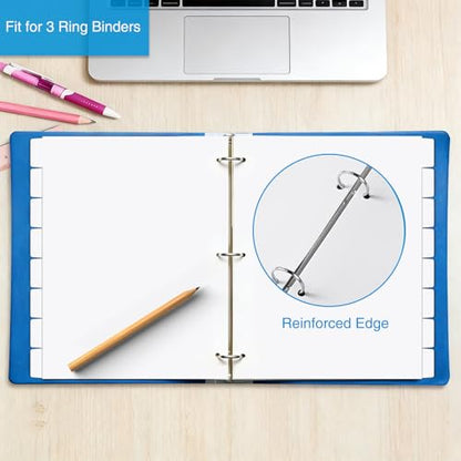 Binder Dividers for 3 Ring Binder, 1/8 Cut Tabs, Letter Size Blank Write On Page Dividers with 8 Tabs, 4 Sets 32 Dividers for School Office Home, White