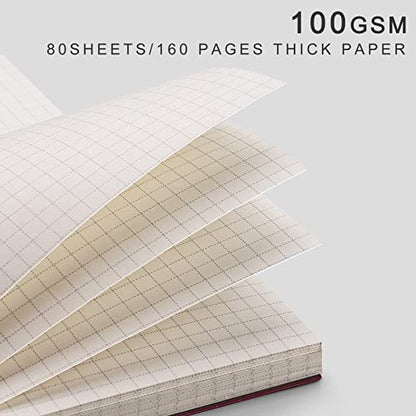 EMSHOI Graph Grid Journal Notebook, 2 Pack, 320 Pages, B5 (7.4" x 10") | 100 GSM Thick Paper, Flexible Plastic Cover, Spiral-bound, for School, Student, Note Taking, Engineering (Brown & Green) - color: Brown Green, style: B5-Graph