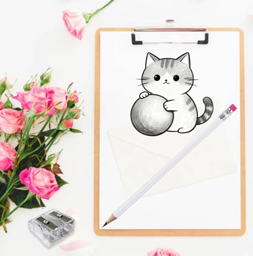 Adhere 25pcs Woodcase Pencils with Eraser Premium Pre-Sharpened Hexagon Graphite 2B pencils ideal for home, office writing including a Free Sharpener(White・25pcs) - color: White・25pcs