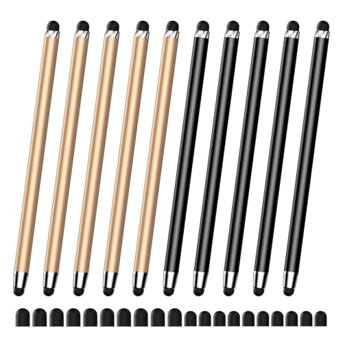 Stylus(10 PCS),Stylus Pen for Touchscreen,High Sensitivity & Precision | Universal Stylus,2-in-1 Rubber Tip,Touch Screens of iPhone/iPad/Android Tablets（Gold & Black） - color: 5PCS Gold & 5PCS Black