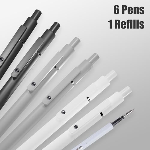 KALARA Aesthetic Gel Ink Pens, 0.5mm Fine Point for Smooth Writing, 6 Pens + 1 Refill No Smear & Bleed Quick Dry, Retractable, Ideal for Journaling and Note-Taking, Stylish Office and School Supplies - size: 6Pens + 1Refill