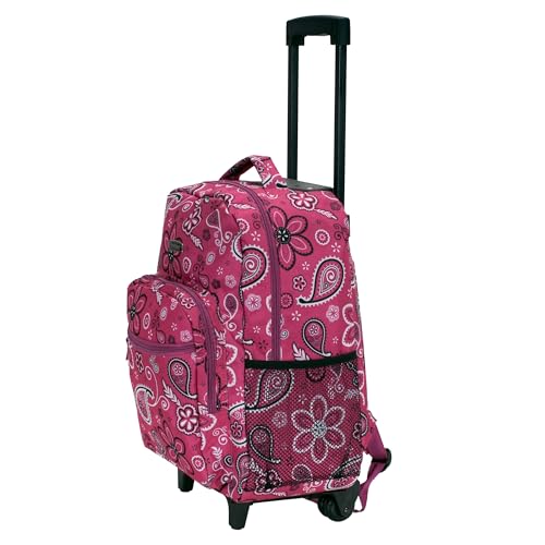 Rockland Double Handle 17" Rolling Backpack, Bandana - color: Bandana, size: One Size