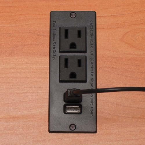 4-7/8" Long x 1-13/16" Wide Black in-Desk Power Center with 2 Outlets, 2 USB Ports - style: 2 Outlets, 2 USB Ports