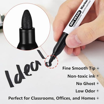 SFAIH Fine Tip Dry Erase Markers - 100 Pack Black Whiteboard Markers for Training Centers, Conference Rooms & Multi-Classroom Use | Low-Odor, Non-Toxic, Easy Clean