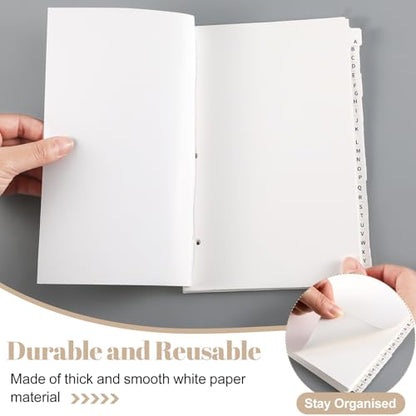 Sayglossy 1 Set A to Z Tab Alphabet Dividers for 3 Ring Binder 5 1/2 x 8 1/2 Inch Binder Dividers Customizable Table of Contents Page with A to Z Tabs for Student Teacher Office Organize (White) - color: White