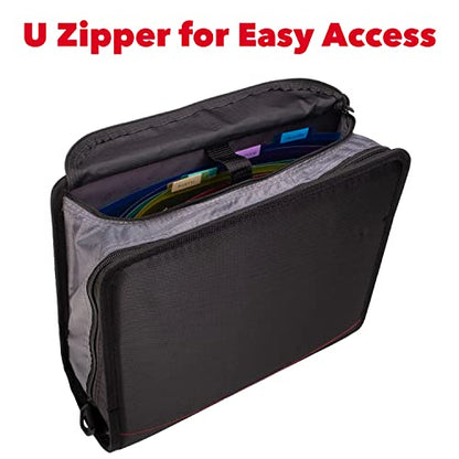Case-it King Sized Binder 4-Inch D-Ring Jet Black | 800 Sheet Capacity | 5 Subject File Folder | With Shoulder Strap | Pack of 4 - color: A Jet Black, size: 4 Pack