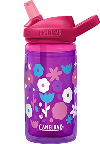 CamelBak Eddy+ Kids Bite Valve Straw Insulated Tritan Renew Water Bottle - color: Flower Power, size: 13.5 Ounces