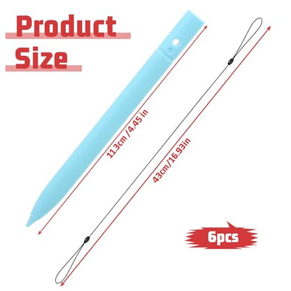 Ymapinc 6 Pack Stylus Drawing Pen Replacement for Doodle Board, 4.45 inch Long Drawing Stylus for LCD Writing, Colorful Pad Writing Pens with 6 Hanging Rope Lanyards