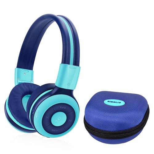 SIMOLIO Stereo Wired Headphones Teens Adults Kids Youths w/Mic & Volume Control & Volume Limited & Share Port & Portable Pouch, Safe Volume Durable Headset for Online School Gaming PC Laptop Travel
