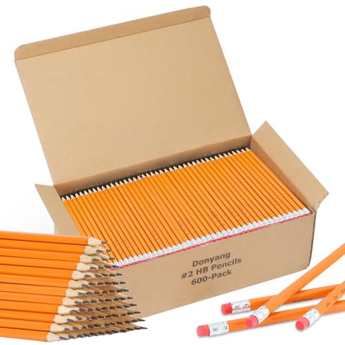 600 Pack #2 HB Pencils Bulk, Pre Sharpened, Number 2 Pencils, Yellow | School Supplies Teacher Office Essentials Accessories, Number 2 HB Graphite Pencils for Writing, Drawing and Sketching - size: 1 Count (Pack of 600)