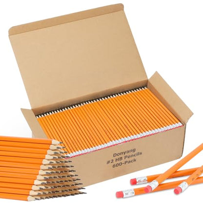 600 Pack #2 HB Pencils Bulk, Pre Sharpened, Number 2 Pencils, Yellow | School Supplies Teacher Office Essentials Accessories, Number 2 HB Graphite Pencils for Writing, Drawing and Sketching - size: 1 Count (Pack of 600)