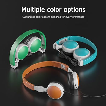 3-Pack Individually Wired Classroom Headphones - No Mic Headphones with 3.5mm Jack, Multi-Color Bulk School Headsets for School/Library/Testing Room, Each in Protective PP Bags - size: 3-PACK