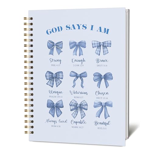 KIDEAR Christian Prayer Notebook for Women,Blue Bow Faith Journal, Coquette Preppy Christian Notebook for Teen Girls, Church Notes Journal, Bible Study Supplies, Cute Spiritual Gift for Women - A08 - color: color_08