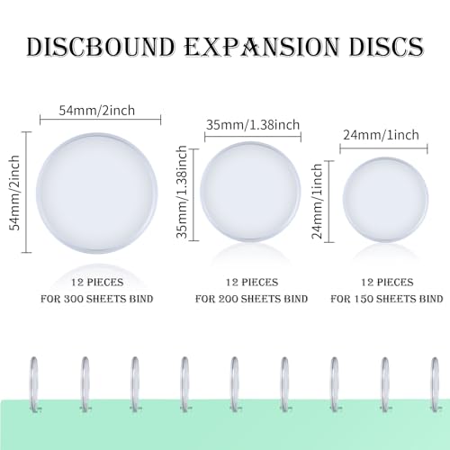 36 Pieces (2",1-3/8",1") Clear Discbound Discs Plastic Binder Rings Expansion Discs Notebooks Planner Discs Binder Accessories Disc Binder System Book Binding Discs for Planner Scrapbooking Supplies - color: Clear