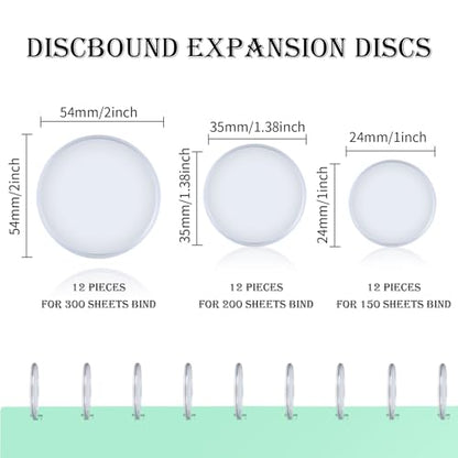 36 Pieces (2",1-3/8",1") Clear Discbound Discs Plastic Binder Rings Expansion Discs Notebooks Planner Discs Binder Accessories Disc Binder System Book Binding Discs for Planner Scrapbooking Supplies - color: Clear