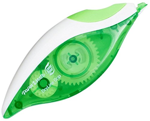 Paper Mate 660415 Liquid Paper DryLine Grip Correction Tape Dispenser, Pack of 4; Transparent Green Body; 1/5 inches Wide x 27.8 feet Long White Tape; Applies Dry, Rewrite Instantly; Swivel Tip - size: 1 Count (Pack of 4)