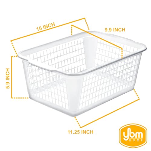 YBM HOME Plastic Perforated Storage Basket Bin Office Drawer, Shelf Desktop Countertop Tray Organizer 32-1184 (3, Blue) - color: Blue