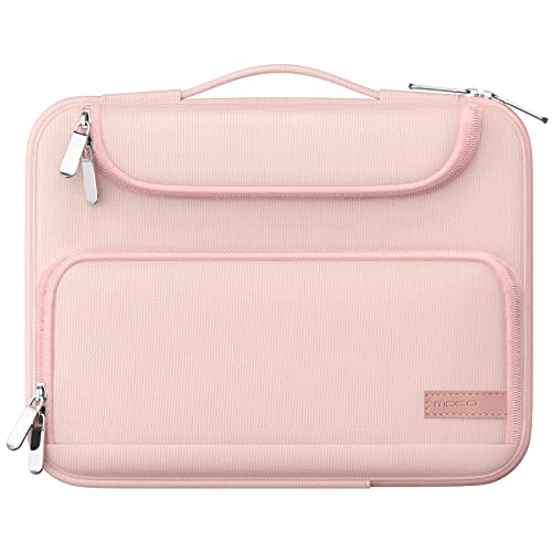 MoKo 9-11 Inch Tablet Sleeve Bag, Fits iPadAir 5/4th 10.9, iPadPro 11 Inch, iPad 9/8th 10.2, iPad 10th 10.9, Tab S8/S9 11",Waterproof Polyester Bag with Double Pockets,Retractable Handle, Pink - color: Pink, style: 9-11 Inch