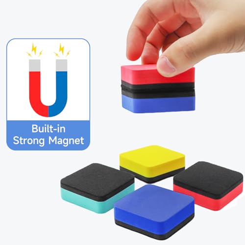 24 Pack Square Magnetic Whiteboard Erasers, Mini Dry Erase Board Erasers for Kids and Students, 8 Color - color: Square- 8 Color