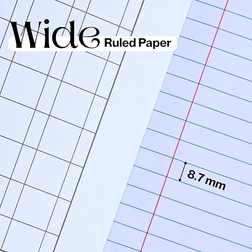 CLEENTABLE Composition Notebook 5 Pack, Wide Ruled Paper, Marble Cover Notebooks for School, 9.75 x 7.5 Inches, 100 Sheets (200 Pages), Sewn Binding Comp Books, Purple