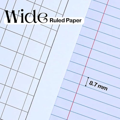 CLEENTABLE Composition Notebook 5 Pack, Wide Ruled Paper, Marble Cover Notebooks for School, 9.75 x 7.5 Inches, 100 Sheets (200 Pages), Sewn Binding Comp Books, Purple