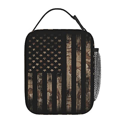 Boys Lunch Box for School Camouflage Flag Lunch Box for Men Kids Insulated Lunch Bag