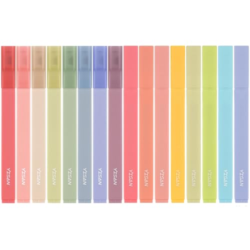 YISAN Highlighters Assorted Colors No Bleed,Book Pastel Highlighters Bible Pens,Soft Tip for Journal,Aesthetic,Vintage,70979 - color: Vintage and Pastel
