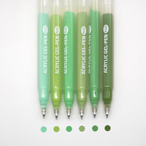Acrylic Gel Pens for Coloring Books, Quick Dry 6 Pcs 1.0mm Fine Point Gel Marker Pen for Drawing, Journaling Art, Green - color: Green