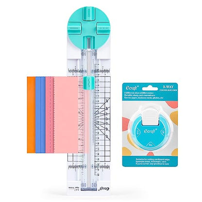 Paper Trimmer Craft Paper Cutter-4 Style Multi-Function Scrapbooking Tool & Paper Corner Rounder Punch-3 in 1 (R4mm R7mm R10mm)