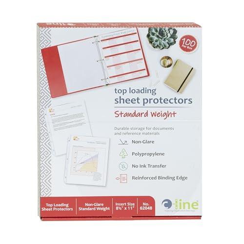C-Line Top Loading Standard Weight Poly Sheet Protectors, Non-Glare, 8.5 x 11 Inches, 100 per Box (62048) - color: Non-glare, size: Box of 100