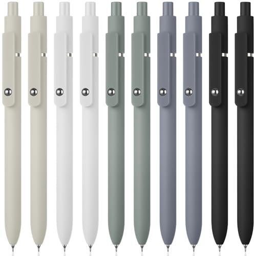 Epakh Gel Pens, 10 Pcs 0.5mm Quick Dry Black Ink Fine Point Smooth Writing Pens High End Series Retractable Aesthetic Ballpoint for Office School Supplies Women Men Gifts(Classic Color,Classic) - color: Classic Color, style: Classic