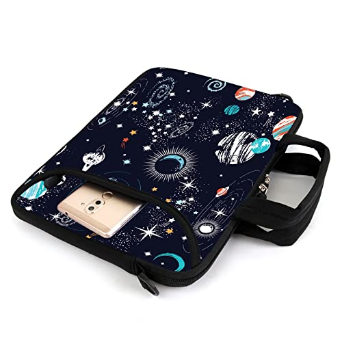 AMARY 13" 13.3" laptop sleeve chromebook case adjustable shoulder strap with handle accessory pocket (Galaxy-1) - color: Galaxy-1