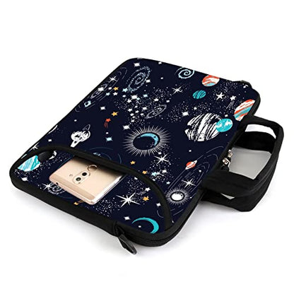 AMARY 13" 13.3" laptop sleeve chromebook case adjustable shoulder strap with handle accessory pocket (Galaxy-1) - color: Galaxy-1