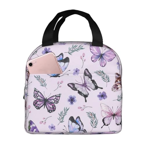 Butterfly Lunch Bag Women Lunch Box for Women Mens Lunchbox for Work Office Picnic or Travel Cute Lunch Box Tote Bags for Gifts - color: 2