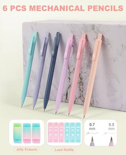 56 PCS Aesthetic School Supplies with Large Pencil Case, 5 Inspirational Ballpoint Pens, 12 Pastel Highlighters, 5 Black Ink Gel Pens, 6 Mechanical Pencils 0.5-0.7mm College Student Essentials (Beige) - color: Beige
