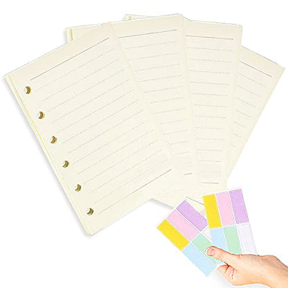 A7 Planner Refill,4 Packs per Set, Line Paper, A7 Binder Refills 6 Ring with Label Stickers Gift,Mini Binder Refills,6 hole/100gsm Thick Paper/4.84 x 3.23'', Harphia - color: Line