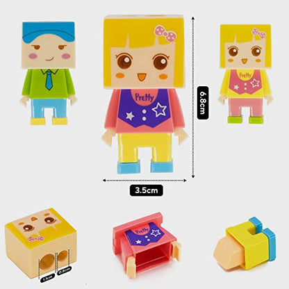 Short Jumbo Pencils for Kids, Preschoolers, Kindergarten, Toddlers & Beginners - 12 Fat #2 Pencils With Triangle Grip, 1 Sharpener & Eraser (Color DIY)