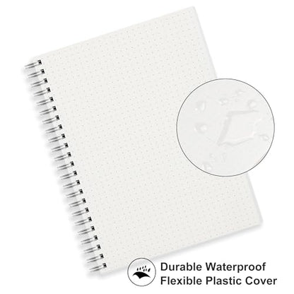 RETTACY Dotted Journal Notebook, 3-Pack, 160 Pages per Pack, A5 Medium Size (5.7'' × 8.3''), 100 GSM Thick Paper, Spiral-bound, Flexible Plastic Cover, for Journaling, Planning, Tracking - color: Transparent, style: Dotted