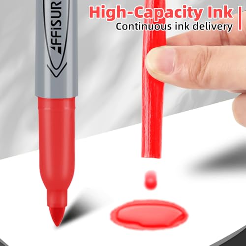 Red Permanent Marker, Fine Point Markers Quick Drying, Fade Resistant, No Smear, Waterproof, Smudge-Proof, Classroom Home Office Supplies, on Paper, Glass, Plastic, Metal, Wood, 18 Pack - color: red