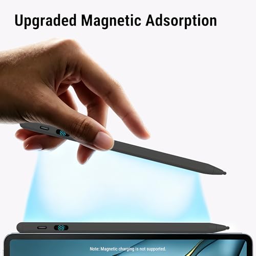 2-in-1 Stylus Pen for Touch Screen with LED Power Display, Universal Stylus Active Pencil for iPad 2018-2026, iPhone, Samsung, Android Tablet, Switch- Tilt Sensitivity Drawing, Fast Charge Digital Pen - color: Black