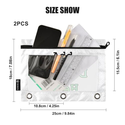 Personalized Binder Pencil Pouch 3 Ring Custom Zipper Pencil Pouches Case 2 Pack Customized Add Your Own Picture Text Clear Binder Organizer for School Office - color: Custom